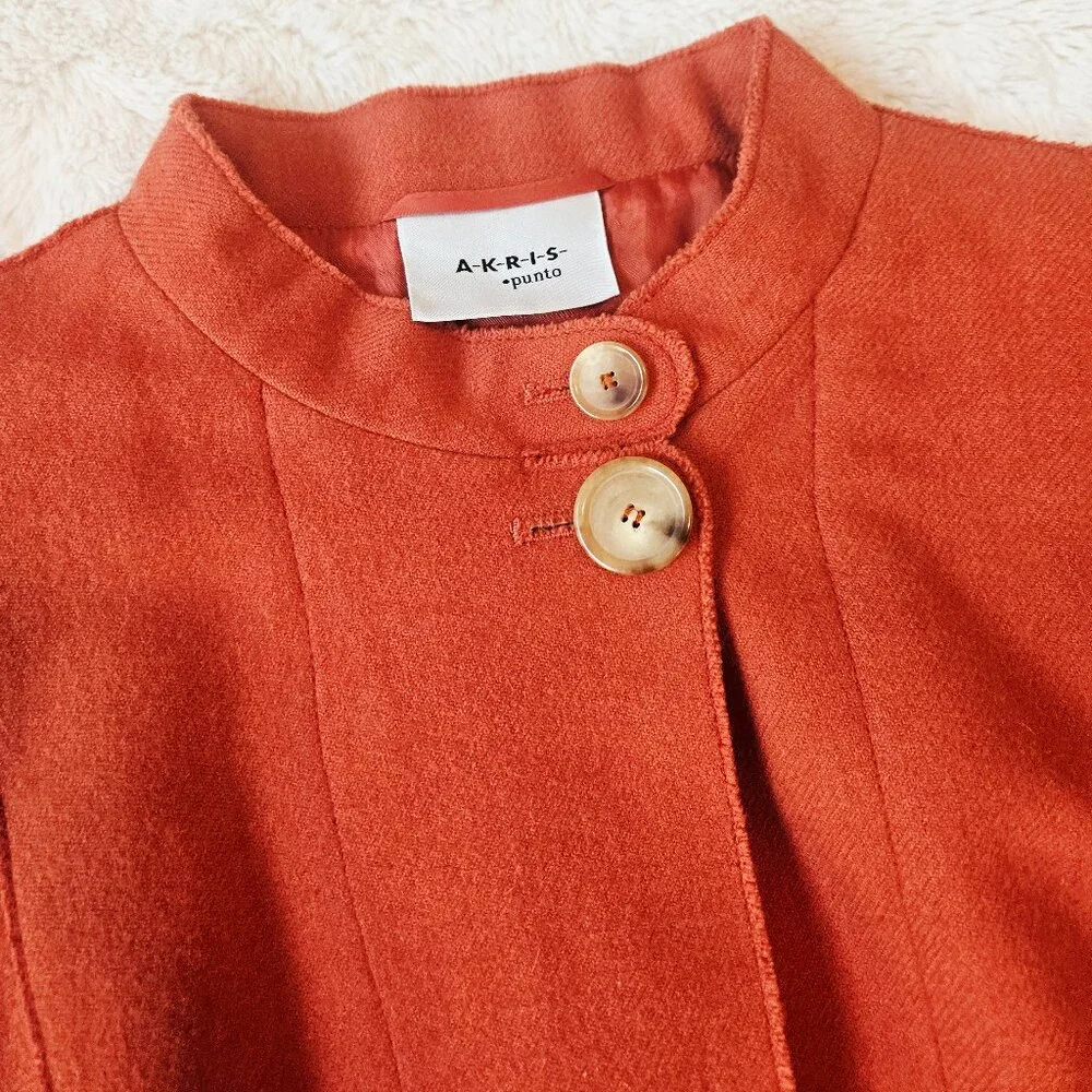 Akris Punto Women's Jacket Blazer Wool Angora Orange Size 14 - Picture 2 of 7
